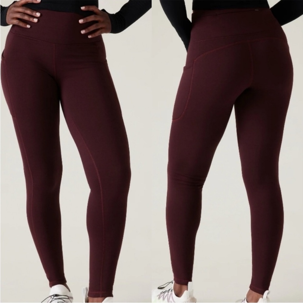 Athleta Altitude Stash Tight in Polartec Powerstretch Spiced Cabernet Sz M